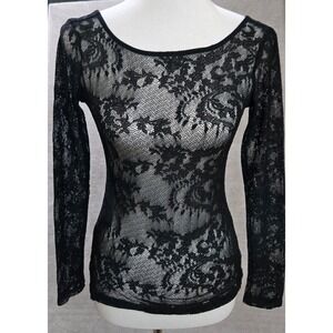 Ella Moss Sheer Top Medium Y2K Lace Goth Layering Romantic Alternative Going Out